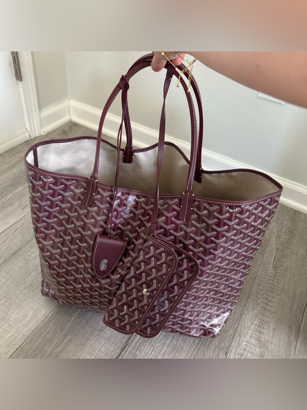 Goyard Saint Louis GM Tote Bag Bordeaux Burgundy Red w/ Matching Pouch